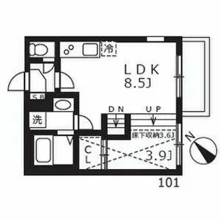 ハーモニーテラス志賀町Ⅸ【1階】の間取り