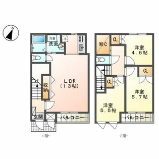 大阪府豊中市西泉丘3丁目【テラスハウス】の間取り