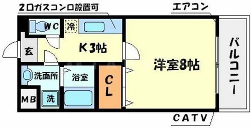ローレル関大前【4階】の間取り
