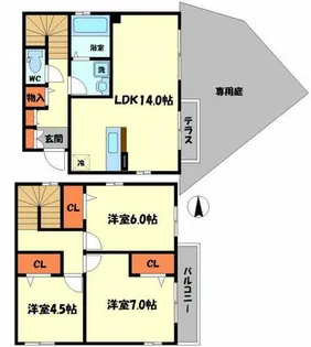 セジュール寺方【1階】の間取り