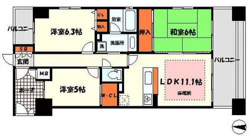 エスリード門真元町【11階】の間取り