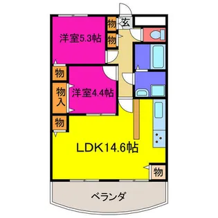 2LDKの間取り画像