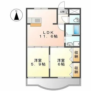 ルシード黒下【203号室】の間取り