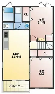 2LDKの間取り画像