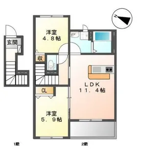 フォンターナ【2階】の間取り