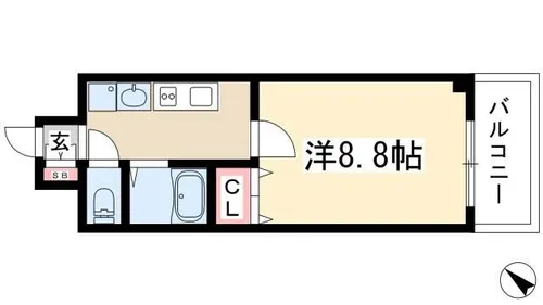 パルティール覚王山【8階】の間取り