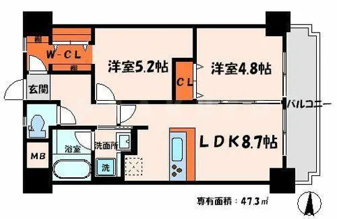 ルポワール古川橋【4階】の間取り