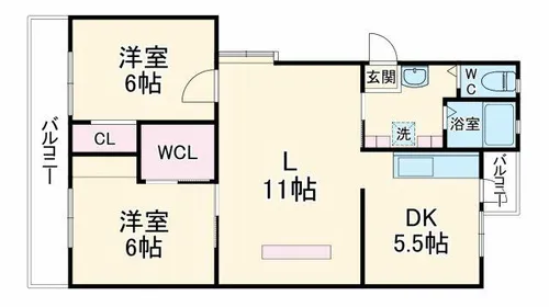 千里山田A団地8棟【5階】の間取り