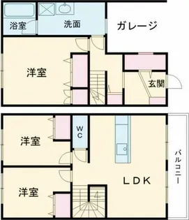 大阪府泉大津市二田町1丁目【テラスハウス】の間取り