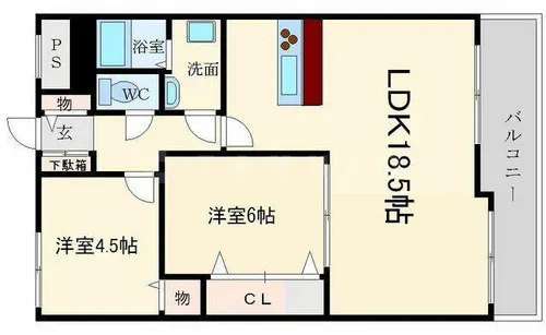 大阪府大阪市西区北堀江3丁目【マンション】の間取り