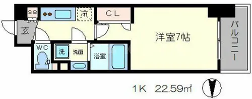 セレニテ心斎橋グランデ【5階】の間取り