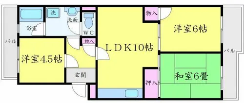 ハイツキャスティーA棟【3階】の間取り