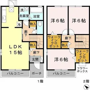 大阪府泉大津市助松町2丁目【テラスハウス】の間取り