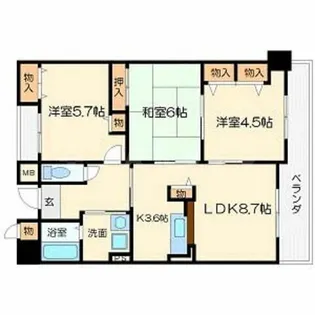 大阪府大阪市北区本庄東2丁目【マンション】の間取り
