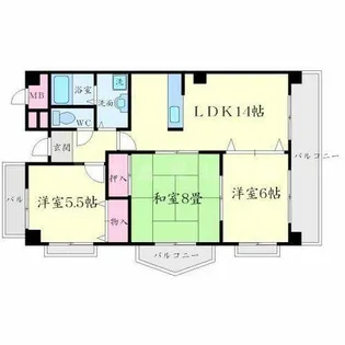 ラヴィスタ東豊中【5階】の間取り