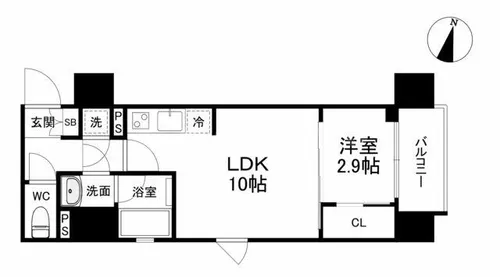 シーズンフラッツ阿波座【4階】の間取り