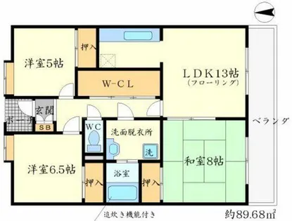 サンライズコート緑地公園A棟【1階】の間取り
