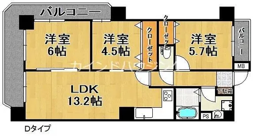 クリアクレセント住之江【3階】の間取り