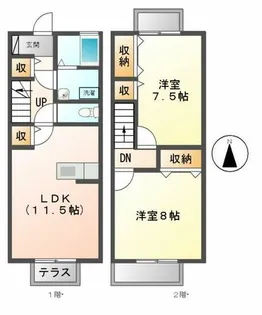 エクセルムラセメゾネット【110号室】の間取り