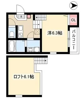 プラージュ外新町【201号室】の間取り