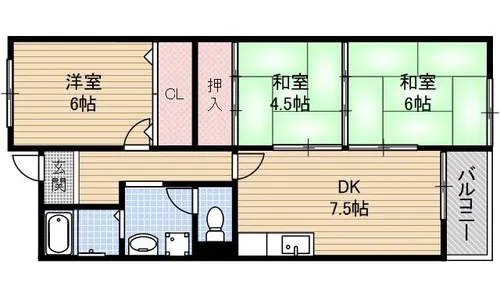伸栄ハイツ【4階】の間取り