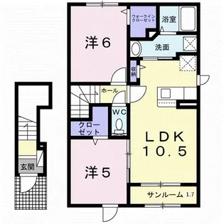 2LDKの間取り画像