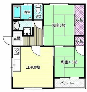 シティハイツ大伴【2階】の間取り