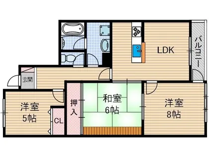 ウイングビュー鮎川【302号室】の間取り