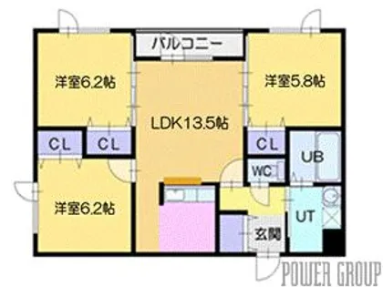 鍋島ハイツI【5階】の間取り