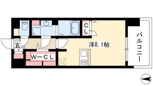 プレサンスジェネ栄【0407号室】の間取り