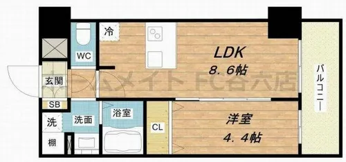 プレサンス難波クチュール【15階】の間取り