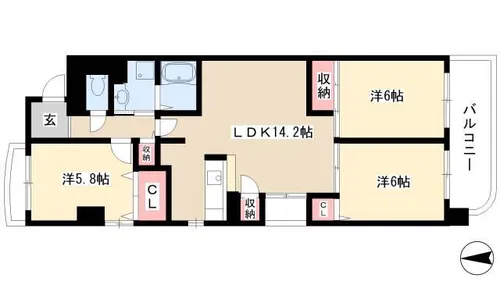 シティ・ライフ東起【403号室】の間取り