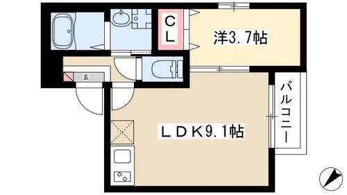 ラポート日比野【303号室】の間取り