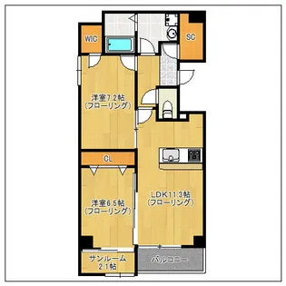 エルヴィータ渡辺通【201号室】の間取り