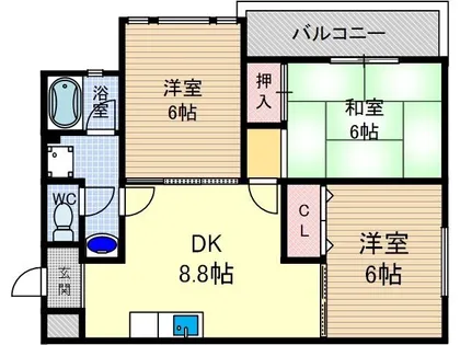 宮西ハイツ【3階】の間取り