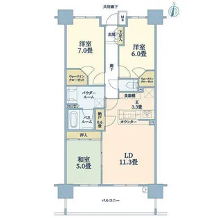 ル・サンク南千里ローレルコート【7階】の間取り