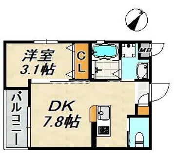 ワコーレヴィータ川西通【2階】の間取り