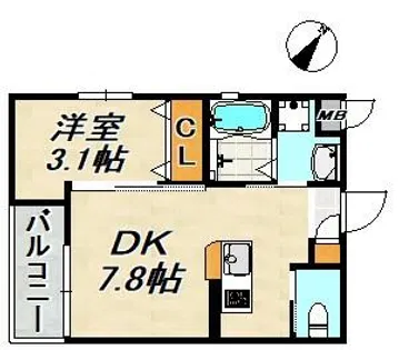 ワコーレヴィータ川西通【2階】の間取り