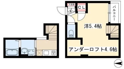 カーサ9名駅【202号室】の間取り