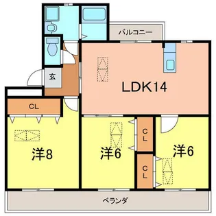 グリーンパーク西端【203号室】の間取り