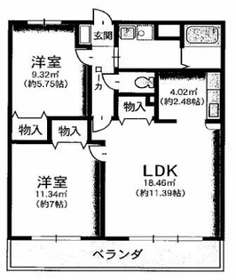 ウエストリバーA・B棟【1階】の間取り
