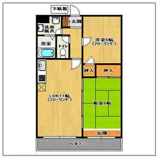 プレステージ北天神【701号室】の間取り