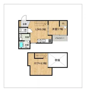 DREAMSTAGE南福岡UN REVE【202号室】の間取り