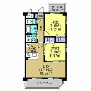 HANALEI【303号室】の間取り