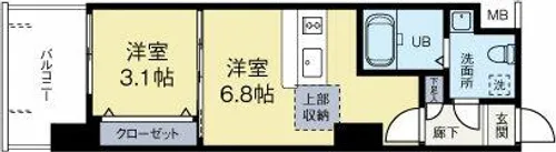 クラブオリエントNo72ハーバーイーストタワー【7階】の間取り