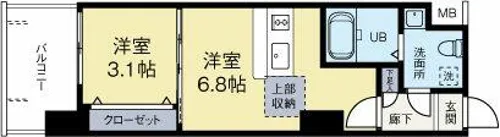 クラブオリエントNo72ハーバーイーストタワー【4階】の間取り