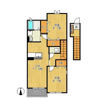 フラーズソム A棟【201号室】の間取り