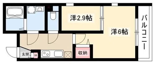 Cieluje中村日赤【201号室】の間取り