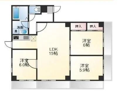 コーポ茶屋【3階】の間取り