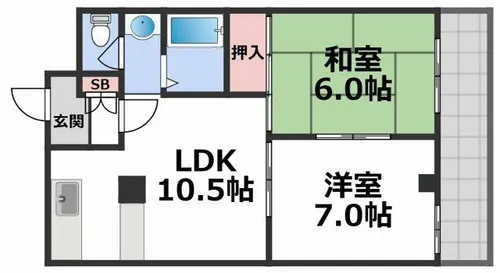 サンプラザ今里Ⅰ番館【2階】の間取り
